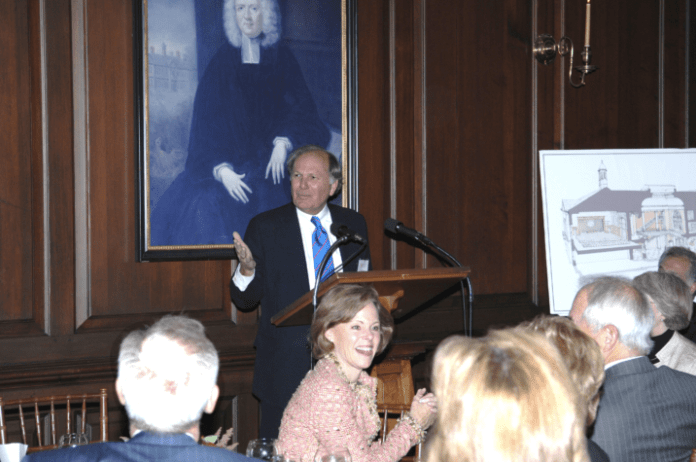 Chip speaking in William & Mary's historic Wren Building